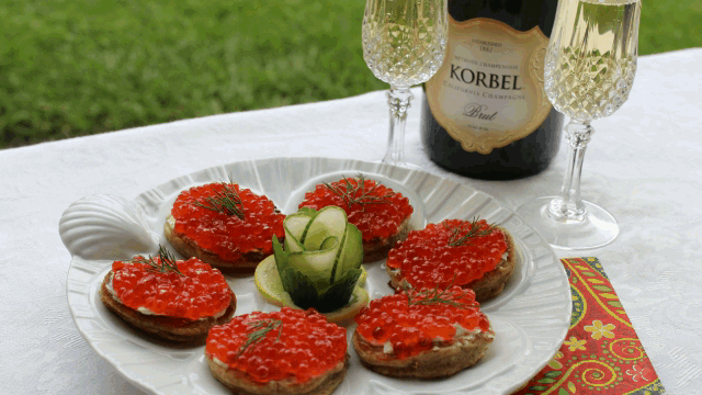 Any Caviar Champagne is a Classic combination GIF