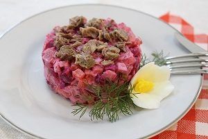 Photo Russian Meat and Beets Vinaigrette Salad Photo