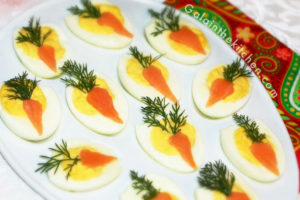 Photo How to garnish deviled eggs for easter carrot from salmon