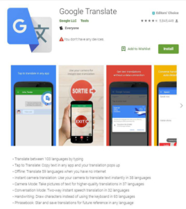 Photo Google translate application
