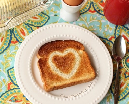 Photo Heart design on toasted bread