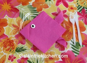 Photo Origami Pink Fish From Napkin